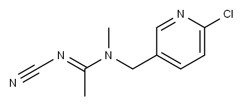 トランス-N-(6-クロロ-3-ピリジルメチル)-N'-シアノ-N-メチルアセトアミジン 化学構造式