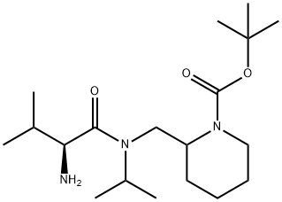 2-{[((S)-2-AMino-3-Methyl-butyryl)-isopropyl-aMino]-Methyl}-piperidine-1-carboxylic acid tert-butyl ester Structure