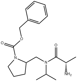 2-{[((S)-2-AMino-propionyl)-isopropyl-aMino]-Methyl}-pyrrolidine-1-carboxylic acid benzyl ester Structure