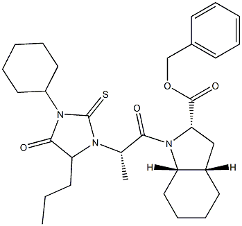 (2S,3aS,7aS)-1-[(2S)-2-[3-Cyclohexyl-2-thioxo-4-oxo-5-propyl-1-iMidazolidinyl]-1-oxopropyl]octahydro-1H-indole-2-carboxylic Acid Benzyl Ester Structure