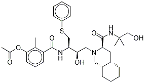 (3S,4aS,8aS)-2-[(2R,3R)-3-[(3-Acetoxy-2-methylbenzoyl)amino]-4-phenythiobutyl]-decahydro-N-(2-hydroxy-1,1-dimethylethyl)-3-isoquinolinecarboxamide|(3S,4aS,8aS)-2-[(2R,3R)-3-[(3-Acetoxy-2-methylbenzoyl)amino]-4-phenythiobutyl]-decahydro-N-(2-hydroxy-1,1-dimethylethyl)-3-isoquinolinecarboxamide