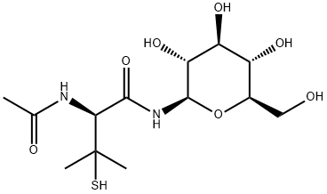 (S)-2-acetaMido-3-Mercapto-3-Methyl-N-((2R,3R,4S,5S,6R)-3,4,5-trihydroxy-6-(hydroxyMethyl)tetrahydro-2H-pyran-2-yl)butanaMide Structure