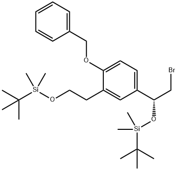 (R)-(1-(4-(Benzyloxy)-3-(2-((tert-butyldiMethylsilyl)oxy)ethyl)phenyl)-2-broMoethoxy)(tert-butyl)diMethylsilane Structure