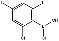 BORONIC ACID, B-(2-CHLORO-4,6-DIFLUOROPHENYL)-, 1373393-48-6, 结构式