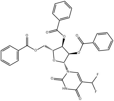 2',3',5'-Tri-O-benzoyl-5-difluoromethyluridine Structure