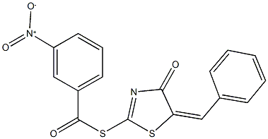 S-(5-benzylidene-4-oxo-4,5-dihydro-1,3-thiazol-2-yl) 3-nitrobenzenecarbothioate Structure