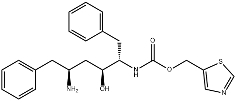 (2S,3S,5S)-5-氨基-2-(N-((5-噻唑基)-甲氧羰基)氨基)-1,6-二苯基-3-羟基己烷, 144164-11-4, 结构式
