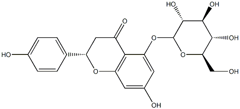 (2R)-7,4'-ジヒドロキシ-5-(β-D-グルコピラノシルオキシ)フラバノン 化学構造式