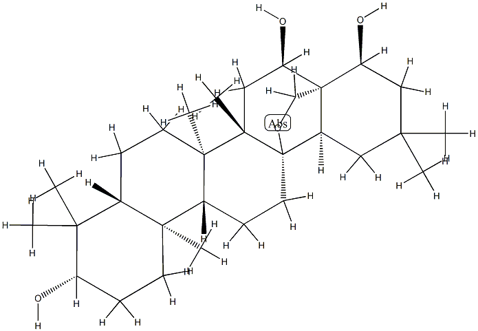 13,28-Epoxyoleanane-3β,16α,22α-triol Structure