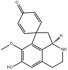 [R,(+)]-1,1',2',3',8',8'a-Hexahydro-5'-hydroxy-6'-methoxyspiro[2,5-cyclohexadiene-1,7'-cyclopenta[ij]isoquinoline]-4-one Structure