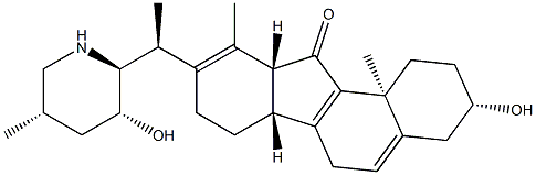 8,9,13,17-Tetradehydro-12α,13-dihydro-3β,23β-dihydroxyveratraman-11-one Structure