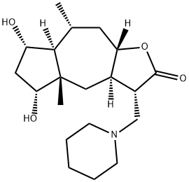 (3S,3aα,7aα,9aβ)-Dodecahydro-5α,7α-dihydroxy-4aβ,8α-dimethyl-3α-(1-piperidinylmethyl)azuleno[6,5-b]furan-2-one Structure