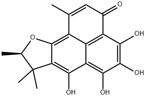 4,5,6,7-Tetrahydroxy-1,8,8,9-tetramethyl-8,9-dihydrophenaleno[1,2-b]fu ran-3-one Structure
