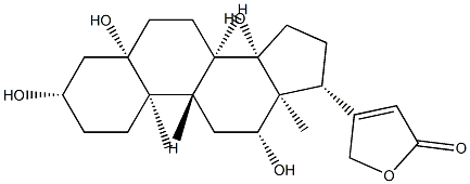 3β,5,12β,14-Tetrahydroxy-5β,14β-card-20(22)-enolide Structure