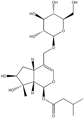 [(1S)-1,4aα,5,6,7,7aα-Hexahydro-6α,7β-dihydroxy-7-methyl-1α-(3-methyl-1-oxobutoxy)cyclopenta[c]pyran-4-yl]methyl β-D-glucopyranoside Structure