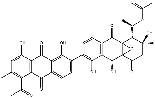 (1S)-1,2,3,4a,9a,10-Hexahydro-2β,5,10α-trihydroxy-6-[(9,10-dihydro-1,8-dihydroxy-5-acetyl-6-methyl-9,10-dioxoanthracen)-2-yl]-2-methyl-1β-[(R)-1-acetoxyethyl]-4aα,9aα-epoxyanthracene-4,9-dione|