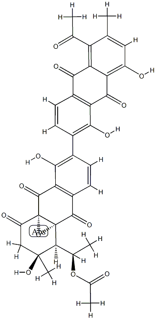 (1S)-6-[(5-Acetyl-6-methyl-1,8-dihydroxy-9,10-dihydro-9,10-dioxoanthracen)-2-yl]-1,2,4a,9a-tetrahydro-4aα,9aα-epoxy-1β-[(R)-1-acetoxyethyl]-2β,5-dihydroxy-2-methylanthracene-4,9,10(3H)-trione|