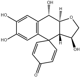 (3'S)-3',3'aβ,9',9'aα-Tetrahydro-3'β,6',7',9'α-tetrahydroxyspiro[2,5-cyclohexadiene-1,4'(2'H)-naphtho[2,3-b]furan]-4-one Structure