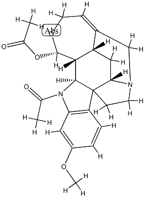 (17S)-1-Acetyl-19,20-didehydro-17,18-epoxy-11-methoxycuran-17-ol acetate Structure