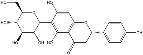 (2S)-6-β-D-グルコピラノシル-3,4-ジヒドロ-5,7-ジヒドロキシ-2-(4-ヒドロキシフェニル)-2H-1-ベンゾピラン-4-オン 化学構造式