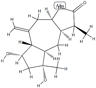 (3S,3aα,4aα,7aβ,9aα)-Dodecahydro-5α,7α-dihydroxy-3,5-dimethyl-8-methyleneazuleno[6,5-b]furan-2-one Structure