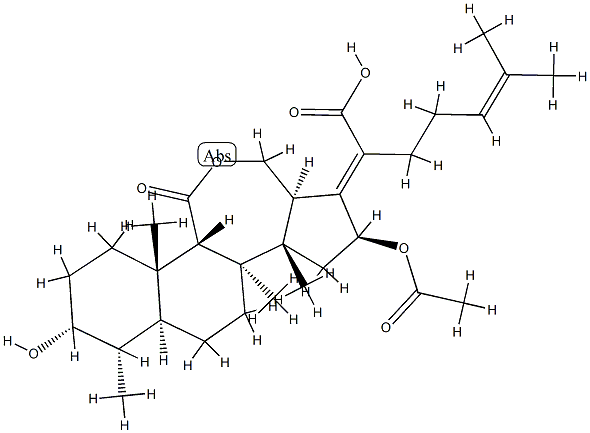 (4α,8α,9β,13α,14β,17Z)-16β-Acetoxy-3α-hydroxy-11-oxo-C-homo-29-nor-12-oxa-5α-dammara-17(20),24-dien-21-oic acid Structure