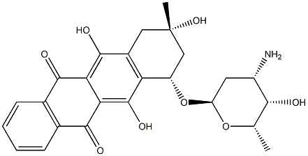 (7S)-7β-(3-Amino-2,3,6-trideoxy-α-L-lyxo-hexopyranosyloxy)-9α-methyl-7,8,9,10-tetrahydro-6,9,11-trihydroxynaphthacene-5,12-dione Structure