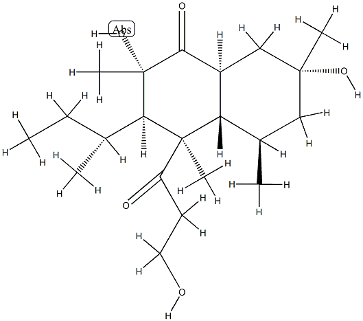 (2S,4aα,8aβ)-3,4,4a,5,6,7,8,8a-Octahydro-2,7β-dihydroxy-4α-(3-hydroxy-1-oxopropyl)-2,4β,5α,7α-tetramethyl-3α-[(R)-1-methylpropyl]-1(2H)-naphthalenone Struktur