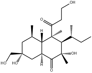 (2S,4aα,8aβ)-3,4,4a,5,6,7,8,8a-オクタヒドロ-2,7β-ジヒドロキシ-7α-(ヒドロキシメチル)-4α-(3-ヒドロキシ-1-オキソプロピル)-2,4β,5α-トリメチル-3α-[(R)-1-メチルプロピル]-1(2H)-ナフタレノン 化学構造式