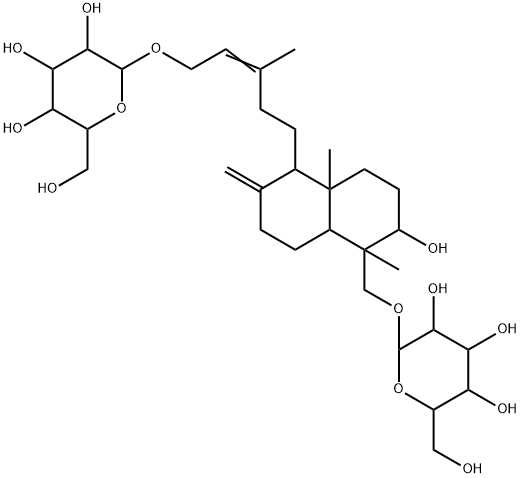 (1S,8aβ)-Decahydro-1,4aα-dimethyl-6-methylene-1β-[(β-D-glucopyranosyloxy)methyl]-5α-[(E)-5-(β-D-glucopyranosyloxy)-3-methyl-3-pentenyl]naphthalen-2α-ol|覆盆子苷 F5