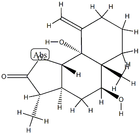 (3S)-3aβ,4,5,5a,6,7,8,9,9aβ,9bα-Decahydro-5α,9aβ-dihydroxy-3β,5aα-dimethyl-9-methylenenaphtho[1,2-b]furan-2(3H)-one 结构式