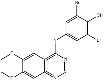 2,6-ジブロモ-4-[(6,7-ジメトキシキナゾリン-4-イル)アミノ]フェノール 化学構造式