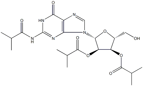 Guanosine, N-(2-methyl-1-oxopropyl)-, 2',3'-bis(2-methylpropanoate) Structure