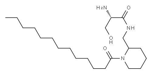 (2S)-2-Amino-N-[(1-tridecanoyl-2-piperidinyl)methyl]-3-hydroxypropanamide Structure