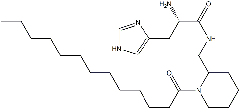 (2S)-2-Amino-N-[(1-tridecanoyl-2-piperidinyl)methyl]-3-(1H-imidazol-4-yl)propanamide Structure