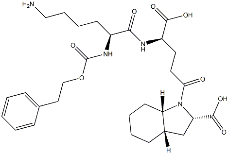 (2S,3aS,7aS)-Octahydro-1-[(4R)-4-[[(2S)-6-amino-2-[(2-phenylethoxy)carbonylamino]hexanoyl]amino]-4-carboxybutyryl]-1H-indole-2-carboxylic acid Structure