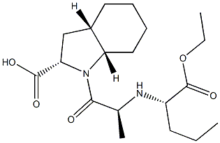 (2S,3aS,7aS)-1-[(2S)-2-[[(1S)-1-ethoxycarbonylbutyl]amino]propanoyl]-2,3,3a,4,5,6,7,7a-octahydroindole-2-carboxylic acid Structure