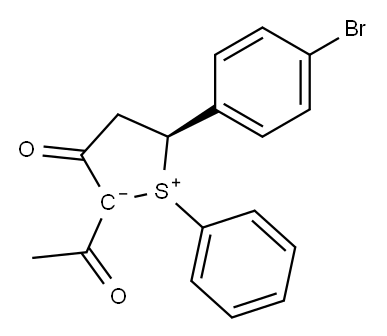 (5S)-2-Acetyl-5-(p-bromophenyl)-1-phenyl-3-oxo-2,3,4,5-tetrahydrothiophen-1-ium-2-ide