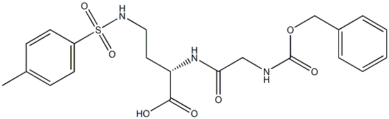 [S,(-)]-2-[2-(Benzyloxycarbonylamino)acetylamino]-4-(p-tolylsulfonylamino)butyric acid Structure