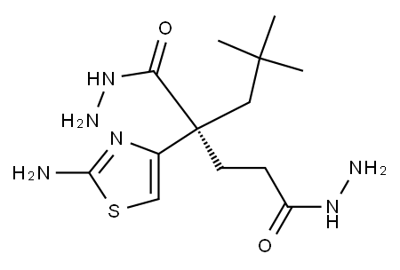 (2S)-2-(2-amino-1,3-thiazol-4-yl)-2-(2,2-dimethylpropyl)pentanedihydrazide Structure