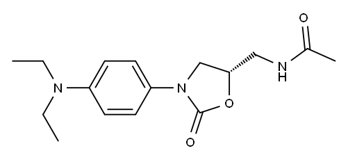 (5S)-5-Acetylaminomethyl-3-[4-diethylaminophenyl]oxazolidin-2-one Structure