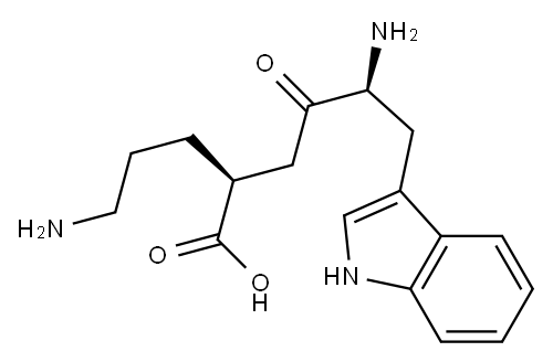 (2S)-5-Amino-2-[(S)-4-(1H-indol-3-yl)-3-amino-2-oxobutyl]pentanoic acid Structure