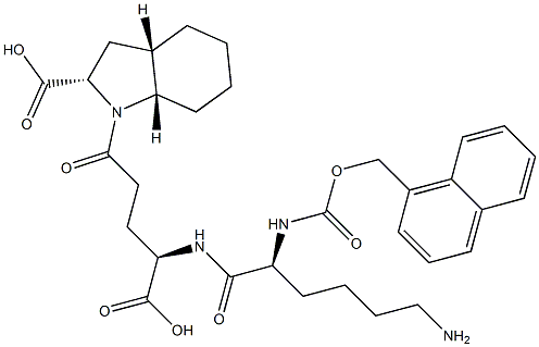 (2S,3aS,7aS)-Octahydro-1-[(4R)-4-[[(2S)-6-amino-2-[(1-naphthalenylmethoxy)carbonylamino]hexanoyl]amino]-4-carboxybutyryl]-1H-indole-2-carboxylic acid Structure