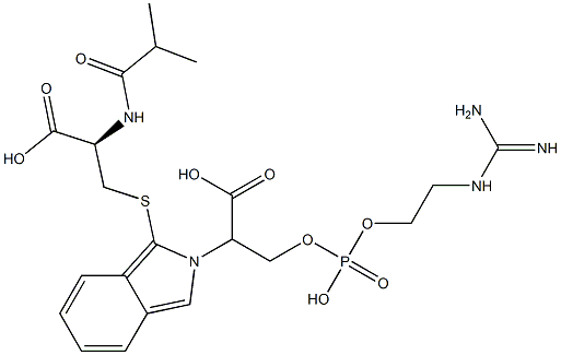 S-[2-[2-[[[2-[[Amino(imino)methyl]amino]ethoxy]phosphonyl]oxy]-1-carboxyethyl]-2H-isoindol-1-yl]-N-isobutyryl-L-cysteine Structure