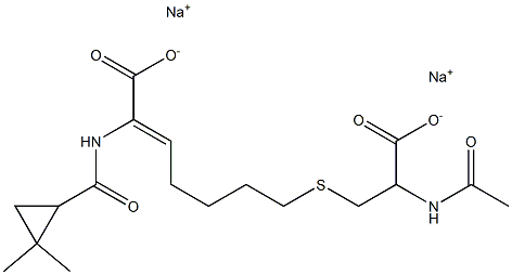 (Z)-7-[[2-Acetylamino-2-(hydroxycarbonyl)ethyl]thio]-2-[(2,2-dimethylcyclopropyl)carbonylamino]-2-heptenoic acid sodium salt Struktur