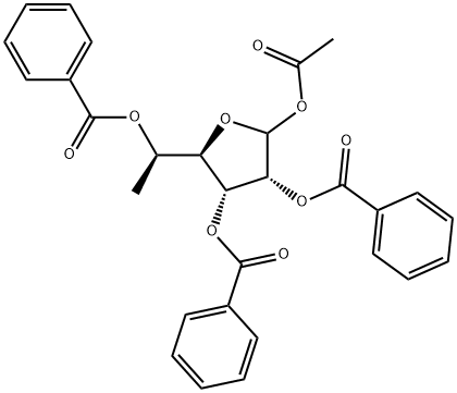1-O-Acetyl-2,3,5-tri-O-benzoyl-5(R)-C-methyl-D-ribofuranose Structure