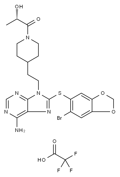 (S)-1-(4-(2-(6-aMino-8-(6-broMobenzo[d][1,3]dioxol-5-ylthio)-9H-purin-9-yl)ethyl)piperidin-1-yl)-2-hydroxypropan-1-one trifluoroacetate|
