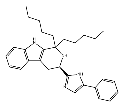 1H-Pyrido[3,4-b]indole, 2,3,4,9-tetrahydro-1,1-dipentyl-3-(5-phenyl-1H-imidazol-2-yl)-, (3R)- Structure