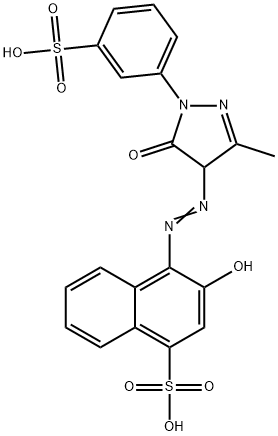 1-Naphthalenesulfonic acid, 4-[2-[4,5-dihydro-3-methyl-5-oxo-1-(3-sulfophenyl)-1H-pyrazol-4-yl]diazenyl]-3-hydroxy- Structure