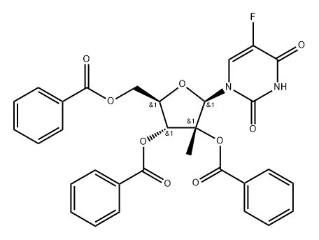 2',3',5'-Tri-O-benzoyl-2'-C-methyl-5-fluorouridine Structure
